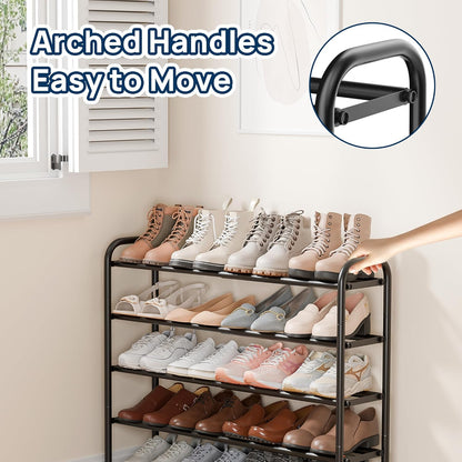 ENJOYBASICS Erweiterbare Schuhregale aus Metall für den Kleiderschrank, 3-stöckiges verstellbares Schuh-Organizer-Regal, schwarz, freistehendes Schuhregal für den Eingangsbereich