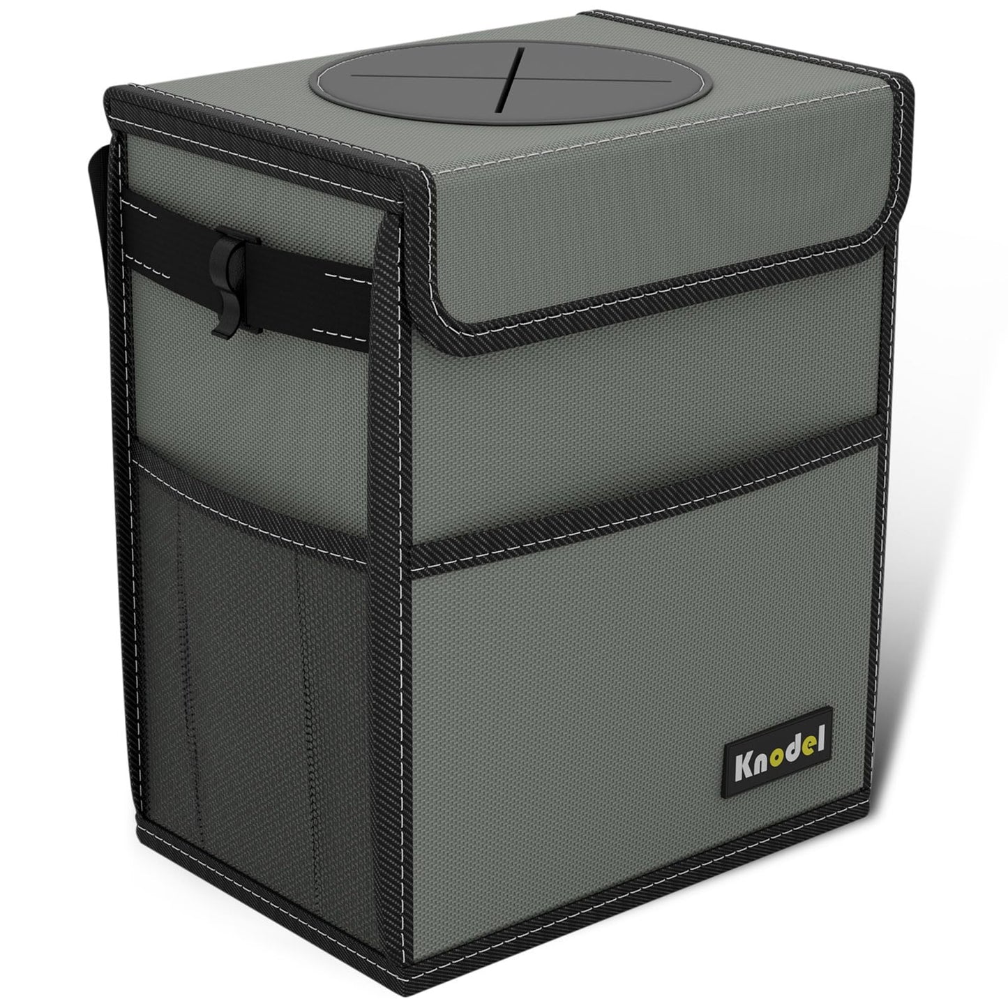 K KNODEL Car Trash Can, Waterproof Auto Garbage Can, Car Trash Can with Lid, Leak-Proof Car Storage Bag, Car Bin Hanging (Medium, Black)