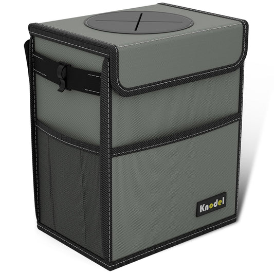 K KNODEL Car Trash Can, Waterproof Auto Garbage Can, Car Trash Can with Lid, Leak-Proof Car Storage Bag, Car Bin Hanging (Medium, Black)