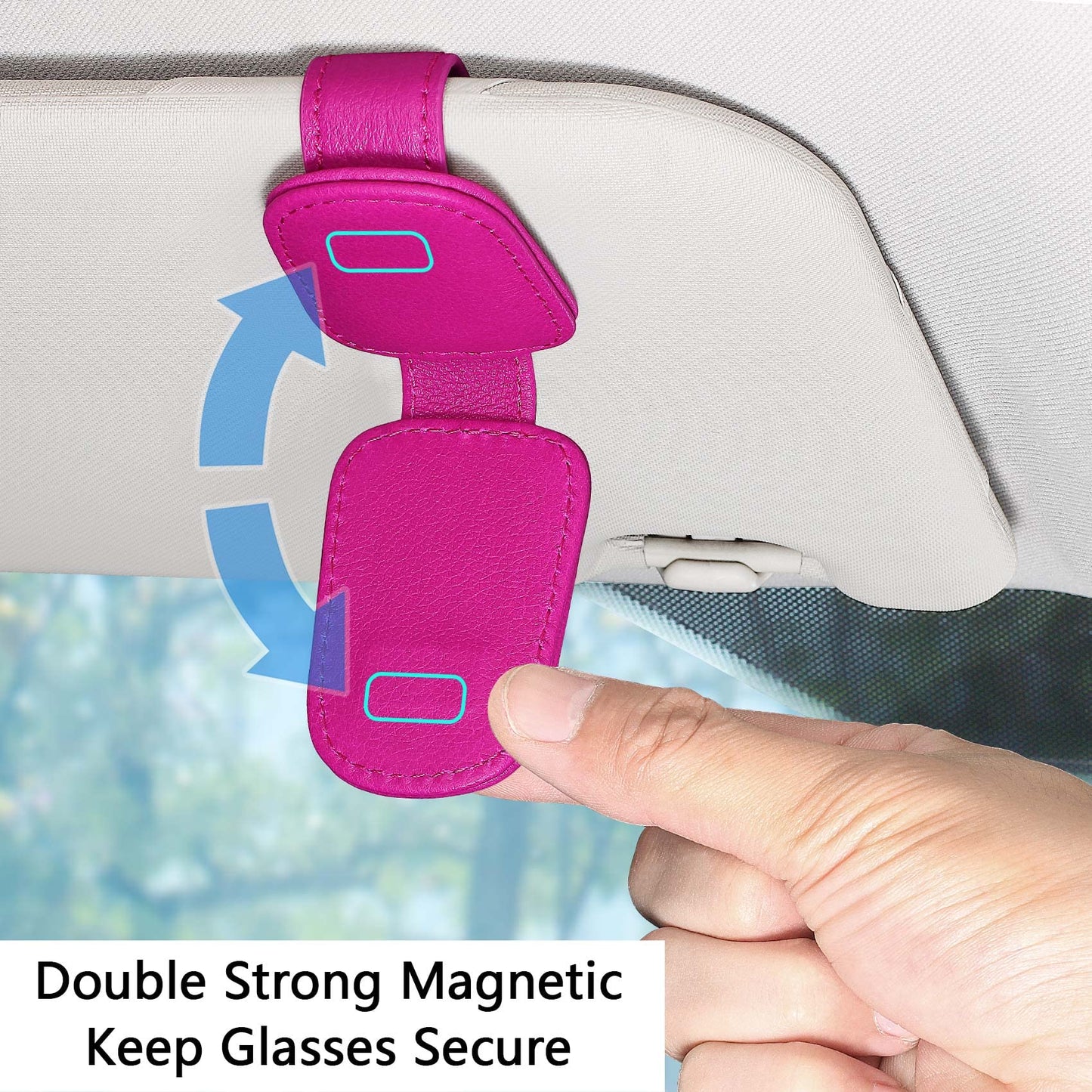 2 Packs Sunglasses Holder for Car Visor, Genuine Leather Car Sunglass Holder, Glasses Clip for Cars,Auto Interior Accessories Universal for SUV Pickup Truck (Black-(2 Pcs)