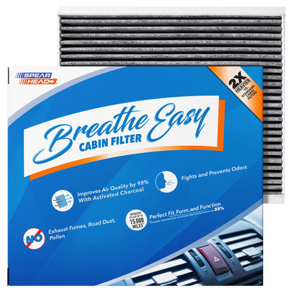 Spearhead Odor Defense Breathe Easy AC & Heater Cabin Filter | Fits Select 2016-2025 Toyota, Lexus, Subaru, 2016-2023 CX-9 Like OEM | Up to 25% Longer Lasting w/Activated Carbon (BE-157)