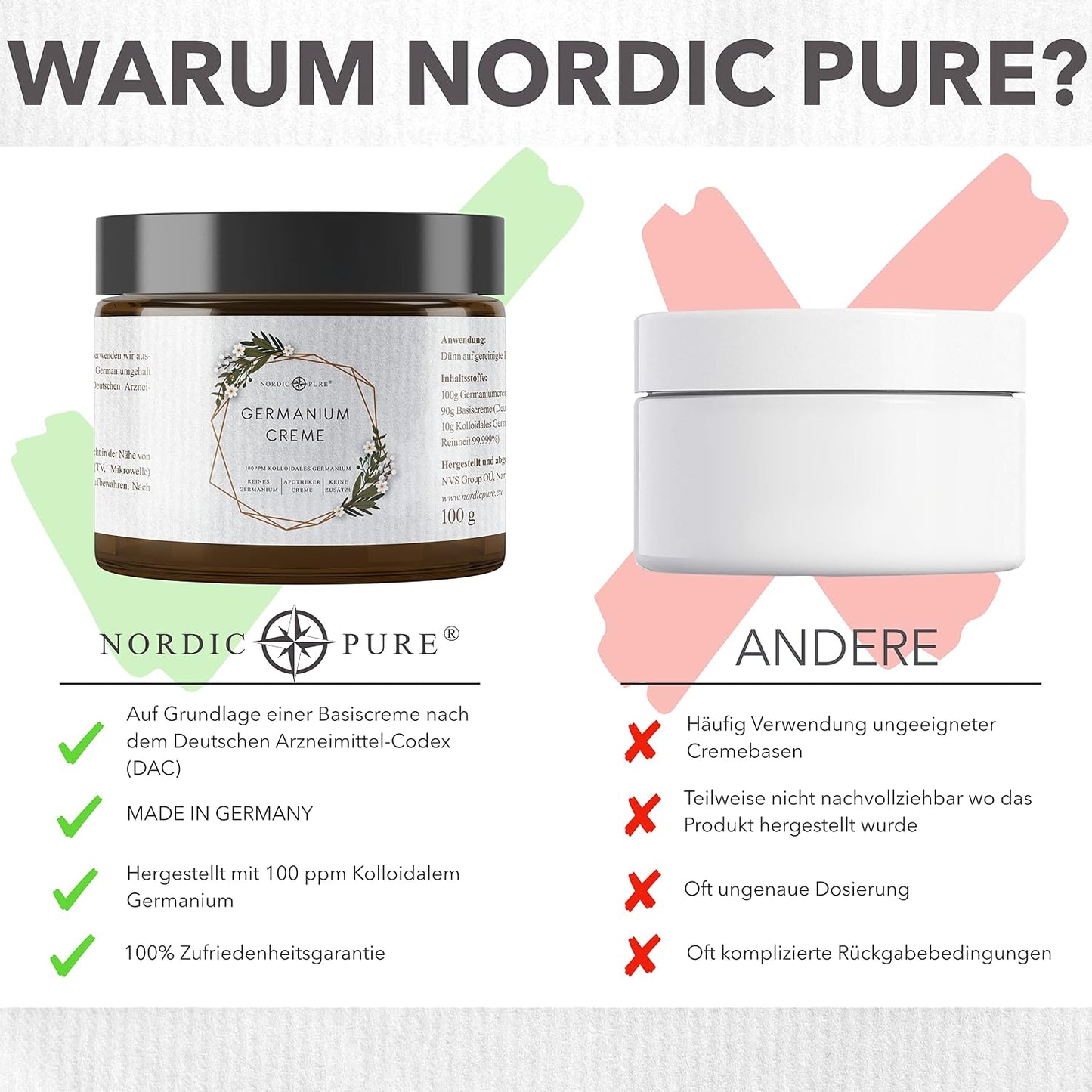 Colloidal Germanium Cream, 100 g, Natural Germanium Cream with 100 ppm Colloidal Germanium, Premium Quality from Germany