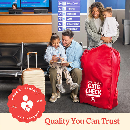 J.L. Childress Gate Check Bag for Single & Some Double Strollers - Travel Bag for Airplane, Fits Most Standard Baby Strollers, Airport Accessories Gate Check, Flying Essentials - Neon Blue