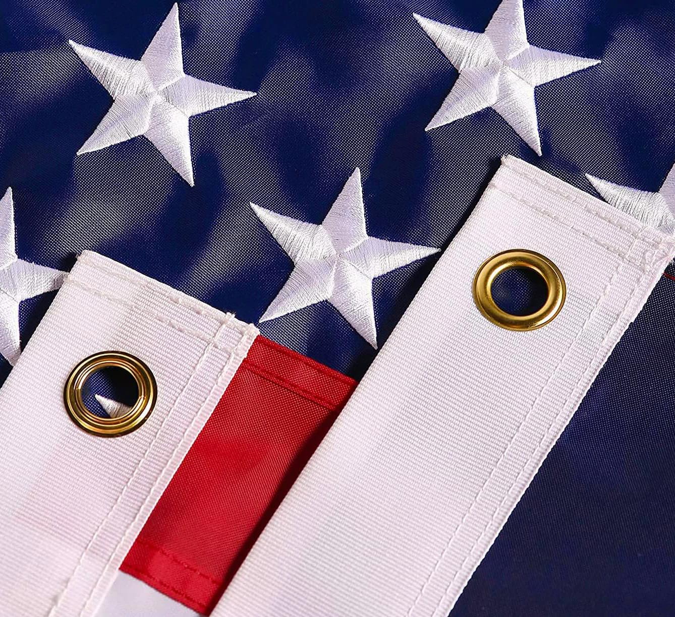 American Flag 8x12 ft: Long Lasting US Flag, Heavy Duty Nylon, Embroidered Stars, Sewn Stripes, Brass Grommets, UV Protection Perfect for Outdoors! USA Flag