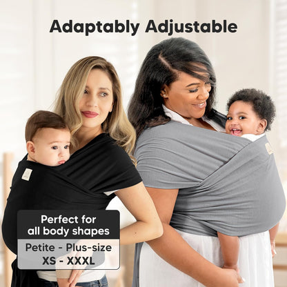 KeaBabies Babytragetuch – Das 1 Original Babytragetuch für Neugeborene bis Kleinkinder, einfach anzulegen, freihändiges Bonding, leicht, atmungsaktive Babytrage (Trendy Black)