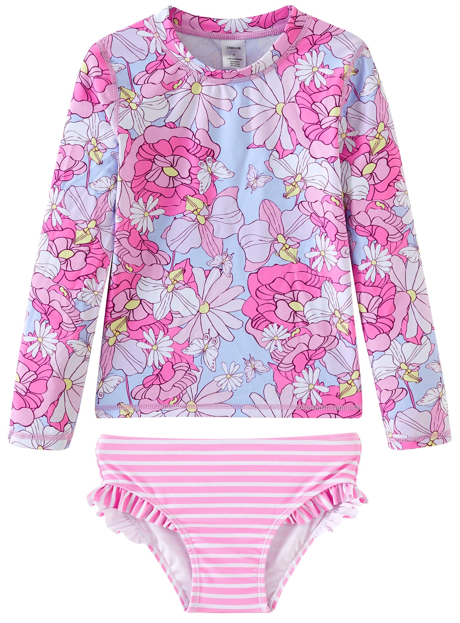 UMELOK Toddler and Little Girls Rash Guard Sets with Bikini Bottoms Swimwear