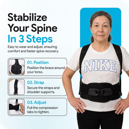Comfyorthopedic TLSO Thoracic Full Back Brace L0456/L0457 – Medical Grade Upper & Lower Spine Support with Back Compression for Scoliosis, Kyphosis & Post-Surgery Pain Relief, Men & Women