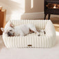 Bedsure ComfyFleece™ Cute Dog Bed for Small Medium Dogs - Washable Furry Puppy Beds, Rectangle Orthopedic Corduroy Fleece Pet Beds with Removable Zipper Cover, 25x21x7inches, Cream
