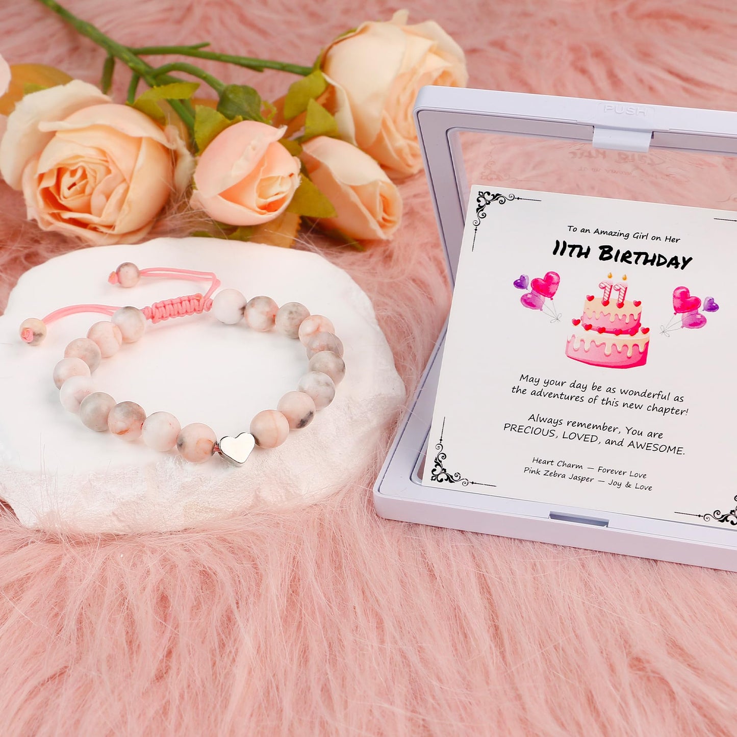 Sereney 5 Jahre altes Mädchen Geburtstagsgeschenkideen, verstellbares rosa-weißes Perlenarmband als Fünf-Jahres-5-Jahre-altes 5. Geburtstagsgeschenk für Teenager-Mädchen, Tochter, Nichte, Enkelin