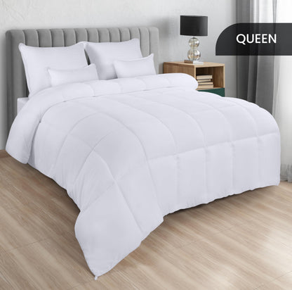 Utopia Bedding Steppbetten Queen-Größe, Ganzjahres-Bettdeckeneinlage, Daunenalternative Box-gesteppte Bettdecke mit Ecklaschen, Maschinenwaschbar (Weiß)