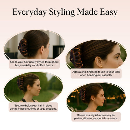 Kitsch Mittelgroße Haarspangen für Damen, starker Halt, Haarclips aus recyceltem Kunststoff für dickes Haar | Ideal für Hochsteckfrisuren, halb offene Frisuren | Ideale Geschenke für Frauen – 2 Stück, Schwarz und Schildpatt