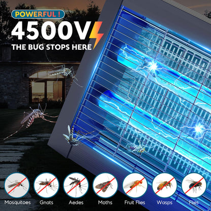 Solar Bug Zapper Outdoor, Waterproof Mosquito Zapper Outdoor Solar Powered, 4500V Electric Bug Zapper Indoor w/Smart Light Sensor, Mosquito Trap Fly Zapper for Patio Kitchen Garage Yard Camping
