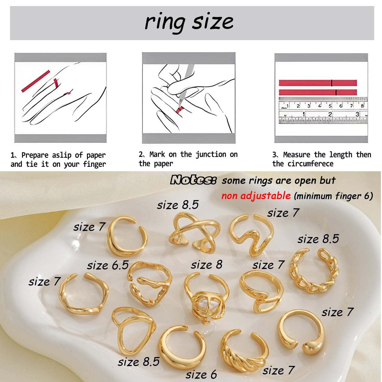 YEEZII Chunky Gold Rings for Women Non Tarnish, 18K Gold Plated Stackable Thumb Ring, Statement Women Rings Set