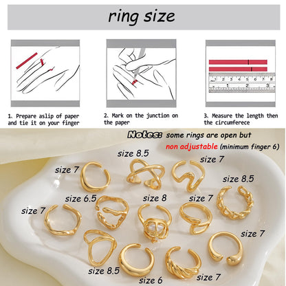 YEEZII Chunky Gold Rings for Women Non Tarnish, 18K Gold Plated Stackable Thumb Ring, Statement Women Rings Set