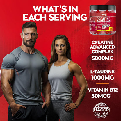 Pro Creatine Monohydrate Gummies 5g for Men & Women - 120 Chewable Creatine Gummies Strawberry Flavoured Gym Pre Workout Gym Supplement Vegan (2)