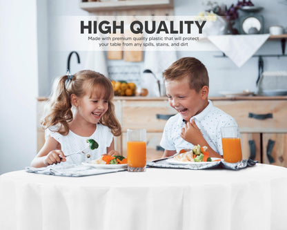 Utopia Kitchen Einweg-Tischdecke aus Kunststoff (12er Pack – 137x274 cm) Weiß Rechteckige Tischdecke Wasserdicht Schmutzabweisend Party-Tischdecke