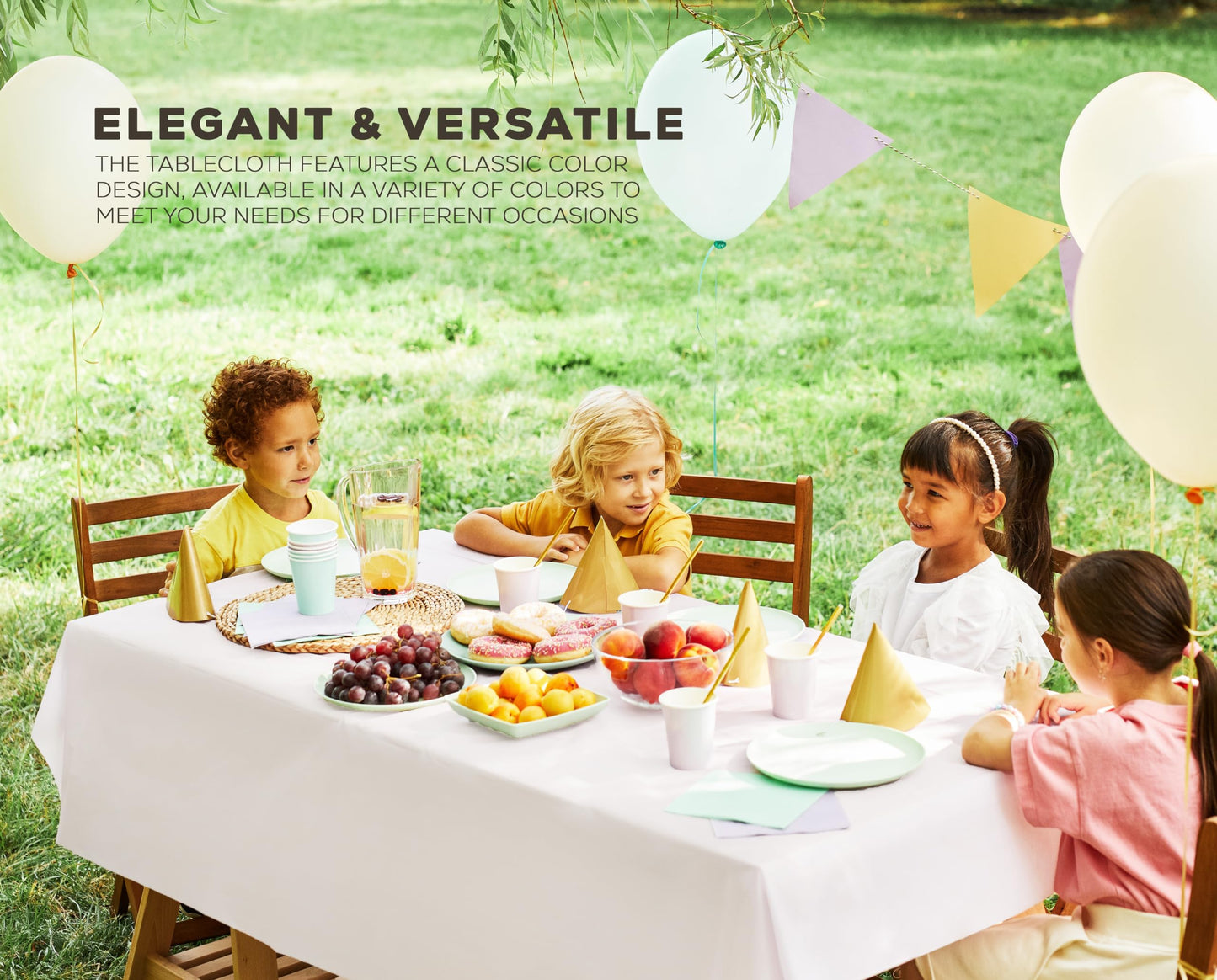 Utopia Kitchen Einweg-Tischdecke aus Kunststoff (12er Pack – 137x274 cm) Weiß Rechteckige Tischdecke Wasserdicht Schmutzabweisend Party-Tischdecke