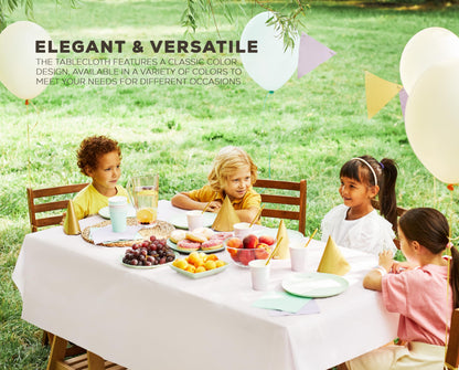 Utopia Kitchen Einweg-Tischdecke aus Kunststoff (12er Pack – 137x274 cm) Weiß Rechteckige Tischdecke Wasserdicht Schmutzabweisend Party-Tischdecke