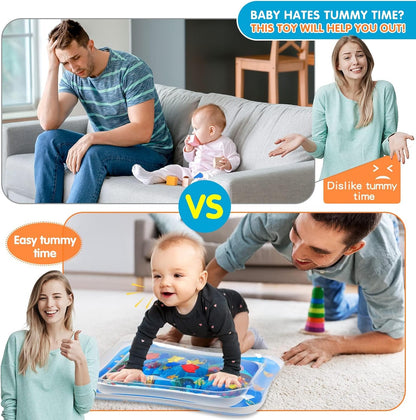 Infinno Aufblasbare Bauchzeit-Matte Premium Baby-Wasserspielmatte für Säuglinge und Kleinkinder Babyspielzeug für 3 bis 24 Monate, stärkt die Muskeln Ihres Babys, tragbar