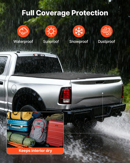 VEVOR Weiche aufrollbare Ladeflächenabdeckung, kompatibel mit 2019–2024 Dodge Ram 1500 Classic, 2003–2025 Ram 2500 3500, passend für 1,95 m (6 Fuß 4 Zoll/76 Zoll) Ladefläche, PVC-Abdeckung mit Aluminiumlegierungsstangen