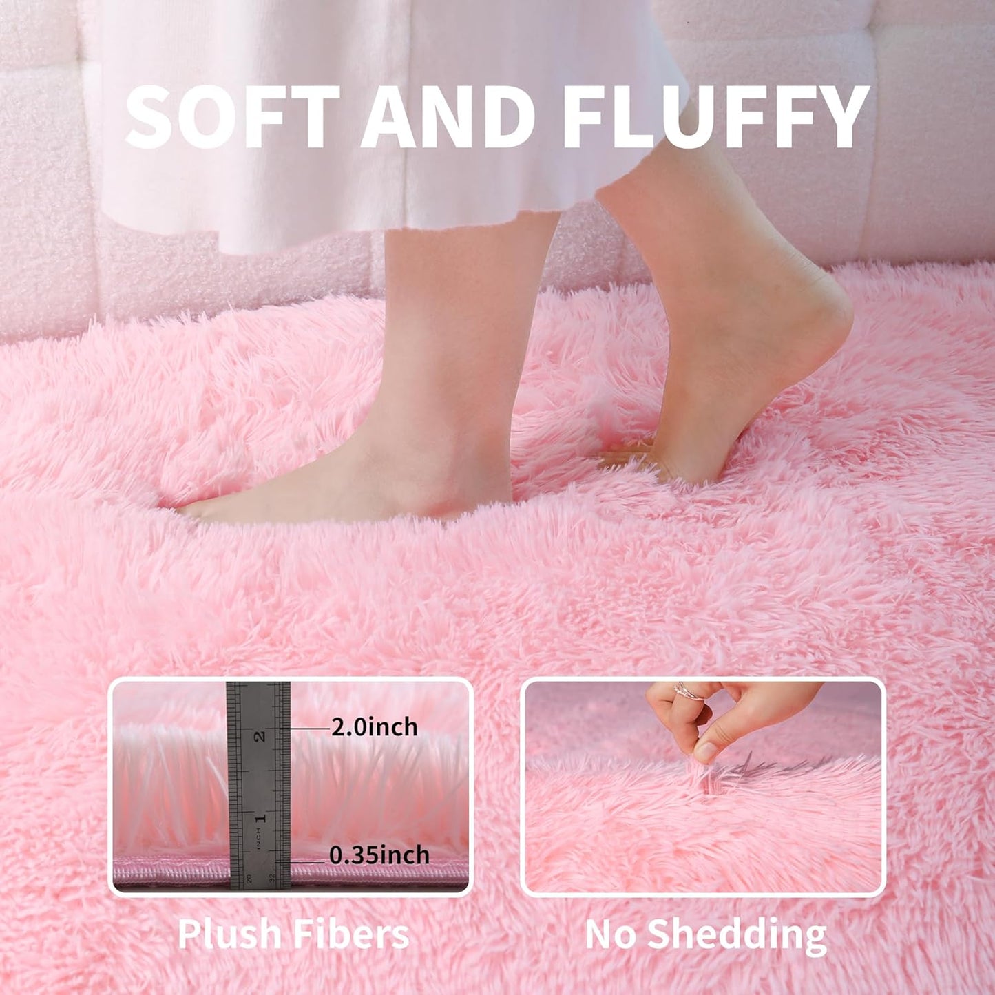 Pink Fluffy 4x6 Area Rugs for Bedroom Girls