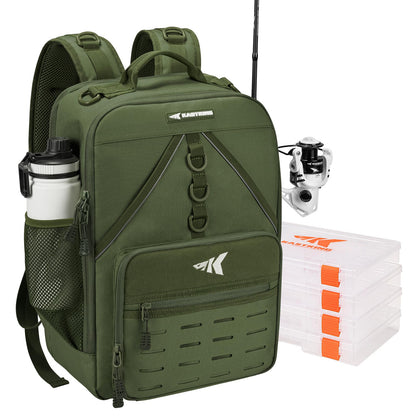 KastKing KarryAll Fishing Tackle Backpack with Rod Holder 4 Tackle Boxes,40/26L Tackle Bag Storage Fishing Gear and Equipment