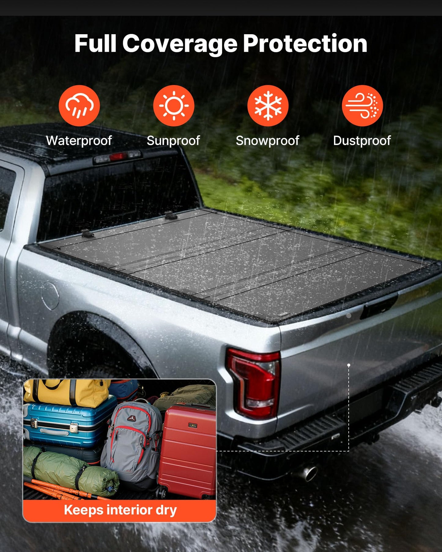 VEVOR Weiche aufrollbare Ladeflächenabdeckung, kompatibel mit 2019–2024 Dodge Ram 1500 Classic, 2003–2025 Ram 2500 3500, passend für 1,95 m (6 Fuß 4 Zoll/76 Zoll) Ladefläche, PVC-Abdeckung mit Aluminiumlegierungsstangen