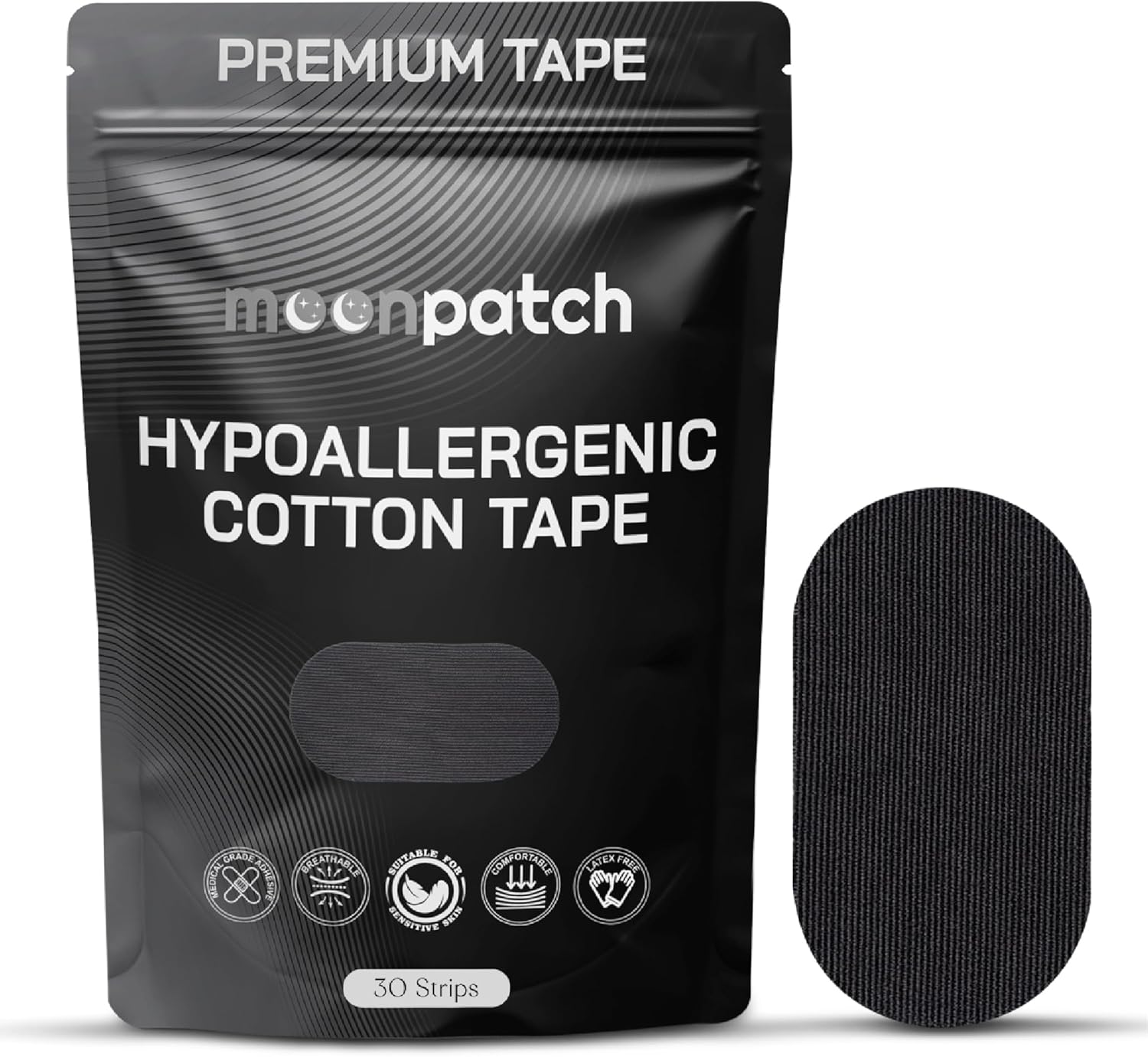 30 Pack Premium Cotton Tape - Gentle for Sensitive Skin, Painless Removal, no Residue, Hypoallergenic, Latex Free