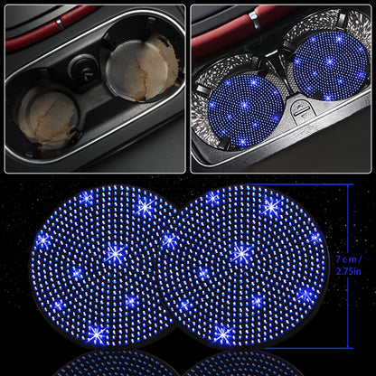 NBTEPEM 27-Piece Bling Car Accessories Set - Universal Fit Steering Wheel Covers, License Plate Frames, Phone Holder, Car Fast Charger, Coasters (Pink)