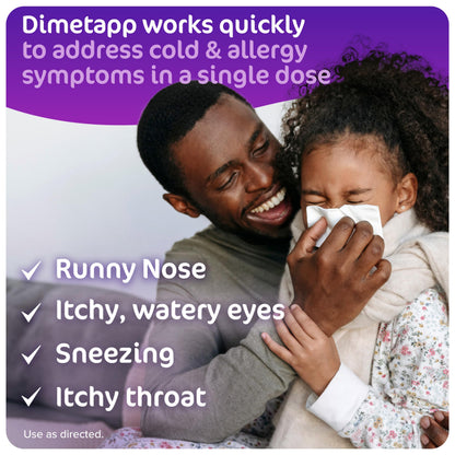 Children’s Dimetapp Cold & Allergy Liquid, Antihistamine Multi-Symptom Relief for Runny Nose, Sneezing, Itchy Throat & Watery Eyes, Grape Flavor, Phenylephrine-Free Cold Medicine, 8 fl oz (Pack of 12)