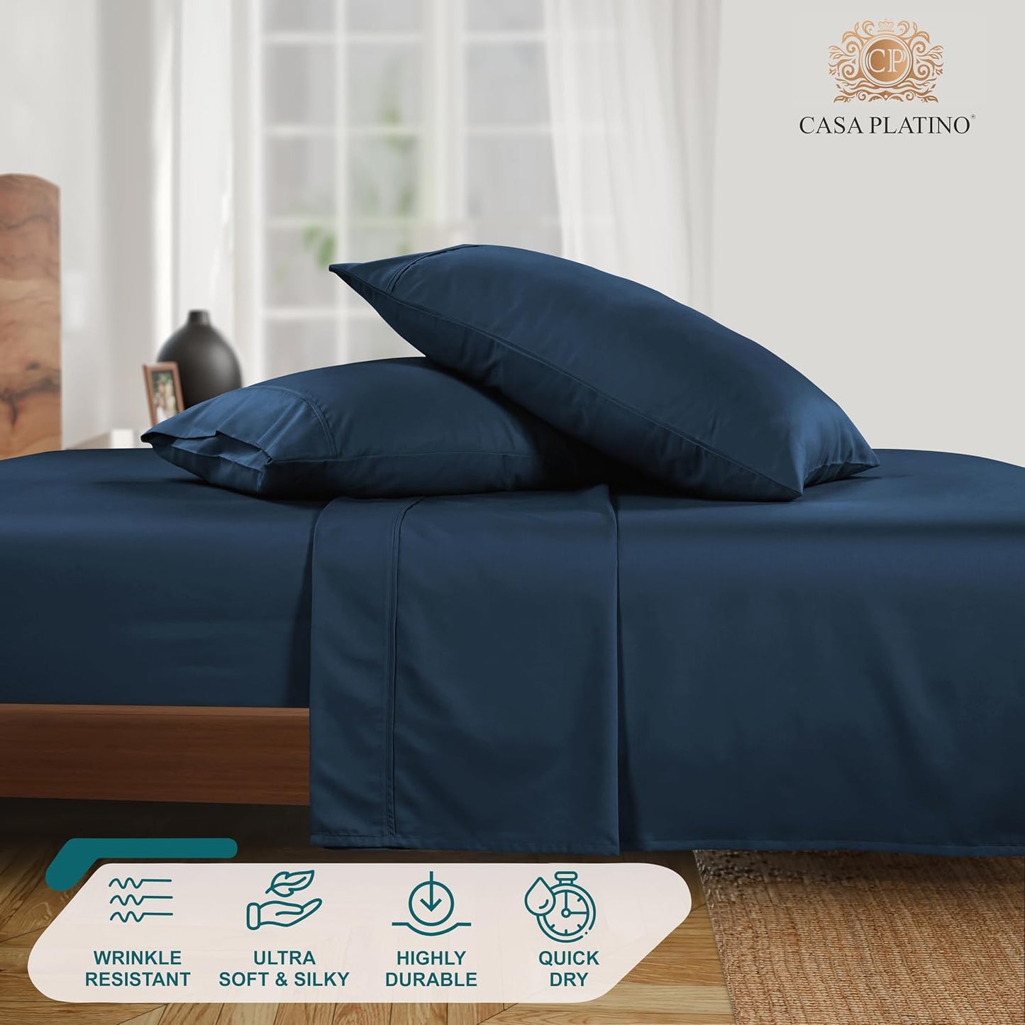 1000 Thread Count Queen Size Bed Sheet Set - Luxurious Comfort for a Restful Night's Sleep