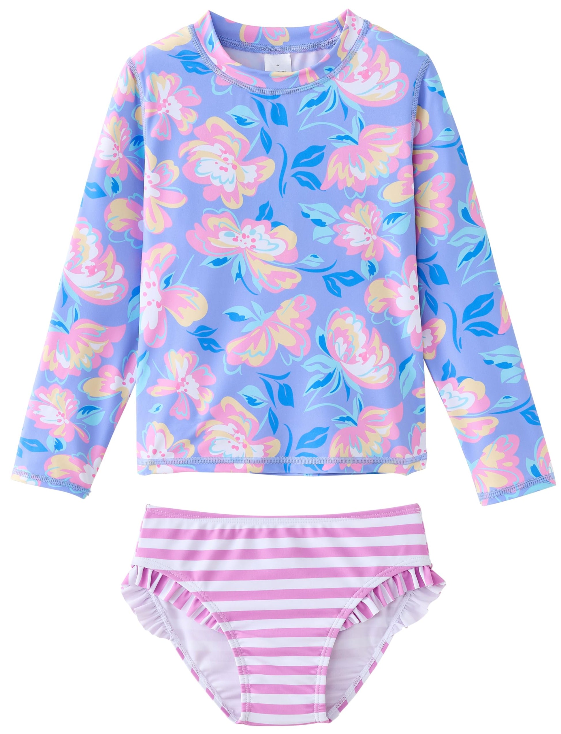 UMELOK Toddler and Little Girls Rash Guard Sets with Bikini Bottoms Swimwear