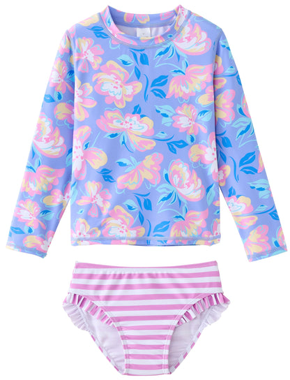UMELOK Toddler and Little Girls Rash Guard Sets with Bikini Bottoms Swimwear