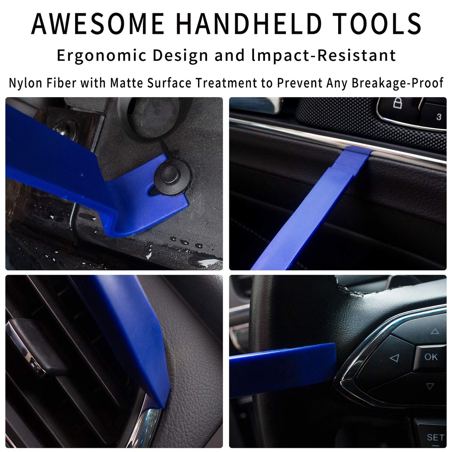 Wetado Trim Removal Tool, Car Upholstery Repair Kit, Car Door Audio Panel Trim Removal Set, Fastener Terminal Remover Tool Set Clips Pry Kit Auto Clip Pliers (8PCS Red)