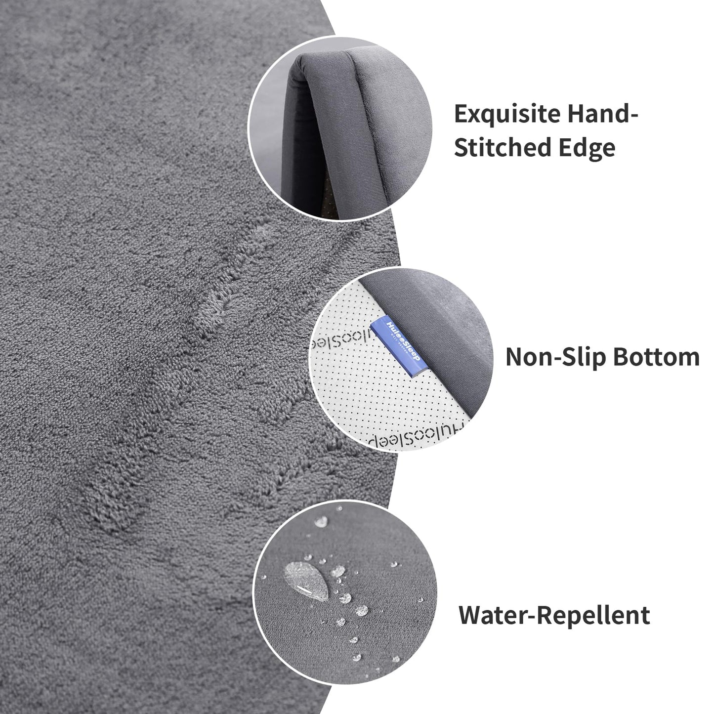 Huloo Sleep Ultra Soft Baby Spielmatte für den Boden, 3,3 cm dicke Elasti-Foam 127x127 cm Laufgittermatte für Kleinkinder, rutschfeste Rückseite, sicher zum Krabbeln und für die Bauchlage, Tatami-Stil (Dunkelgrau)