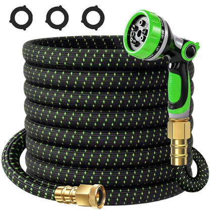 50FT Flexible Garden Hose & 10Modes Nozzle,None Expanding Lightweight Water Hose,Kink-Free,All-Weather 3/4 in. Hose for RV,Boat,Car Wash,Garden,Yard,Camper,Outdoor (Orange-Black, 50 Feet)