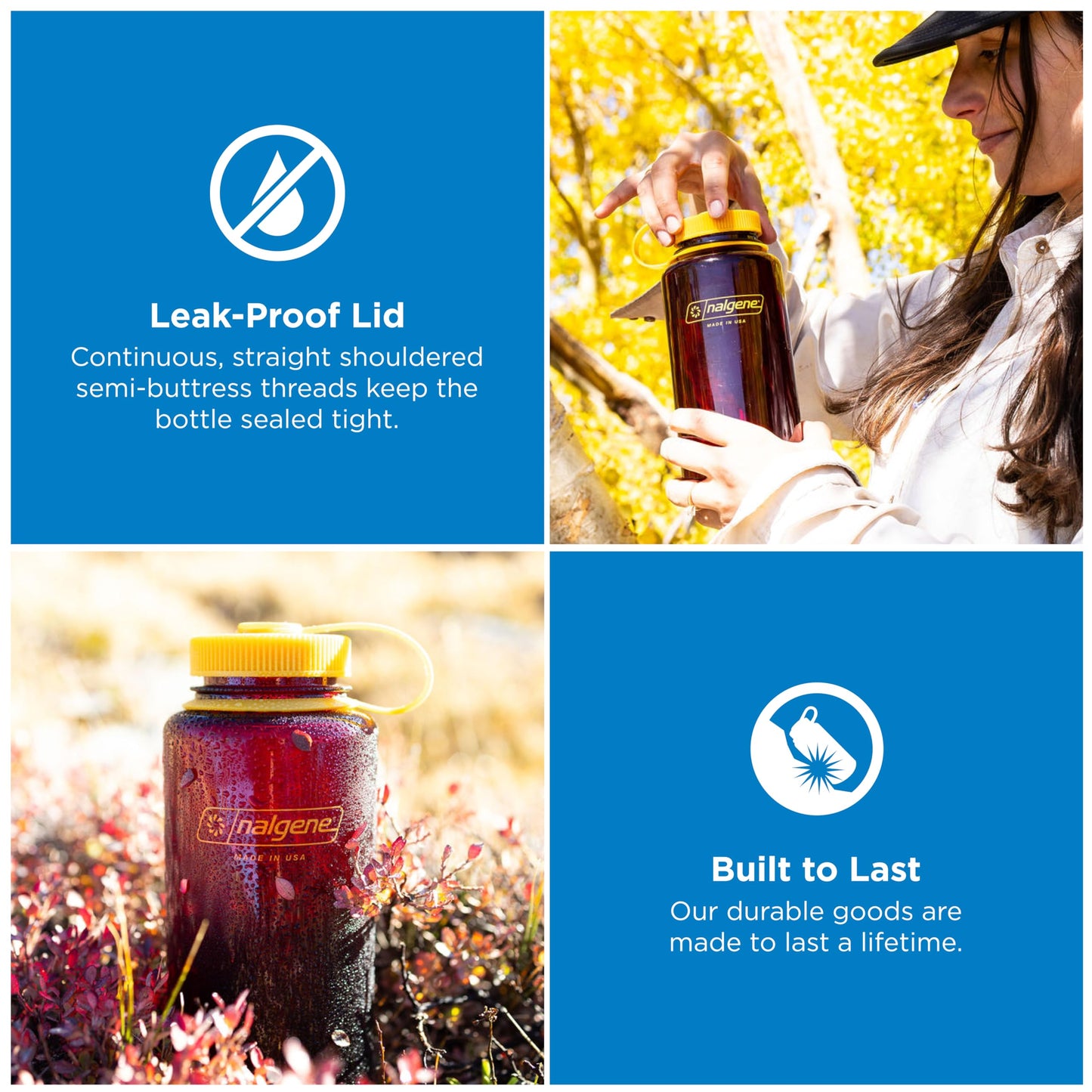 Nalgene 32 oz Wide Mouth Water Bottle | BPA-Free, Durable & Leak Proof, Lightweight Bottle for Hiking & Gym, Work & Travel