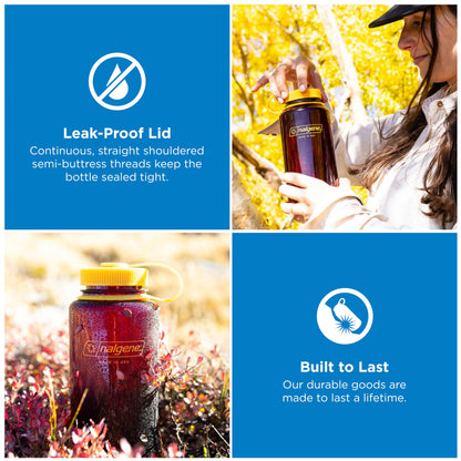 Nalgene 32 oz Wide Mouth Water Bottle | BPA-Free, Durable & Leak Proof, Lightweight Bottle for Hiking & Gym, Work & Travel