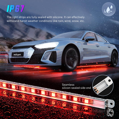 Nilight 4Pcs Car Underglow Neon Accent Strip Lights 252 LEDs RGB 8 Color Sound Active Function Music Mode with Wireless Remote Control Underbody Light Strips for Cars Van SUV Truck