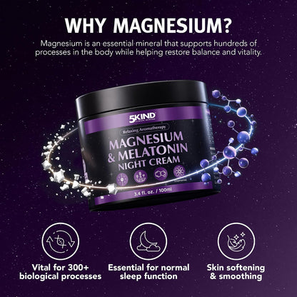 5Kind Melatonin & Magnesium Sleep Cream 3.4 fl oz - Magnesium Lotion for Sleep - Relaxing Lavender & Chamomile Magnesium Cream for Sleep - Infused with Lavender Essential Oils - Natural Sleep Aid