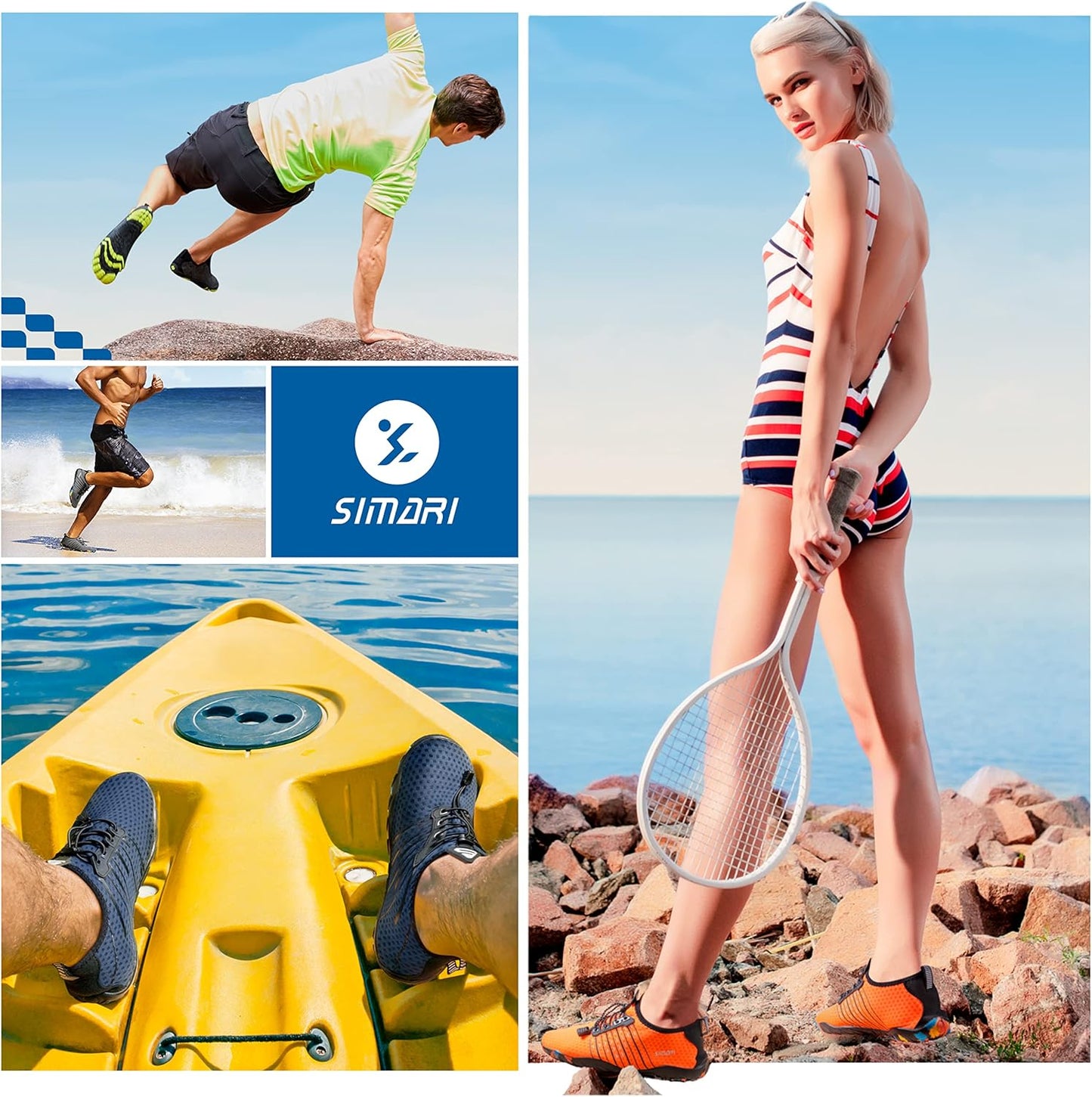 SIMARI Wasserschuhe für Damen und Herren, Badeschuhe, Strandschuhe, schnelltrocknend, Barfußschuhe, Wanderschuhe, Surfschuhe, Laufschuhe, Kajakschuhe