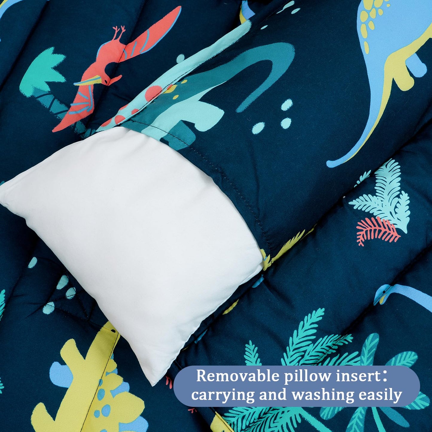 PHF Toddler Nap Mat with Removable Pillow and Minky Blanket, Rollup Design Kids Sleeping Mat, Slumber Bags for Boys, 55"x23" Toddler Sleeping Bag for Daycare Preschool Travel Camping, Space