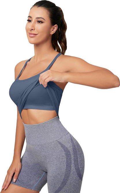 MathCat Workout Tank Tops für Damen mit integriertem BH, ärmellose Gym Tops Nahtlose Racerback Athletic Yoga Shirts