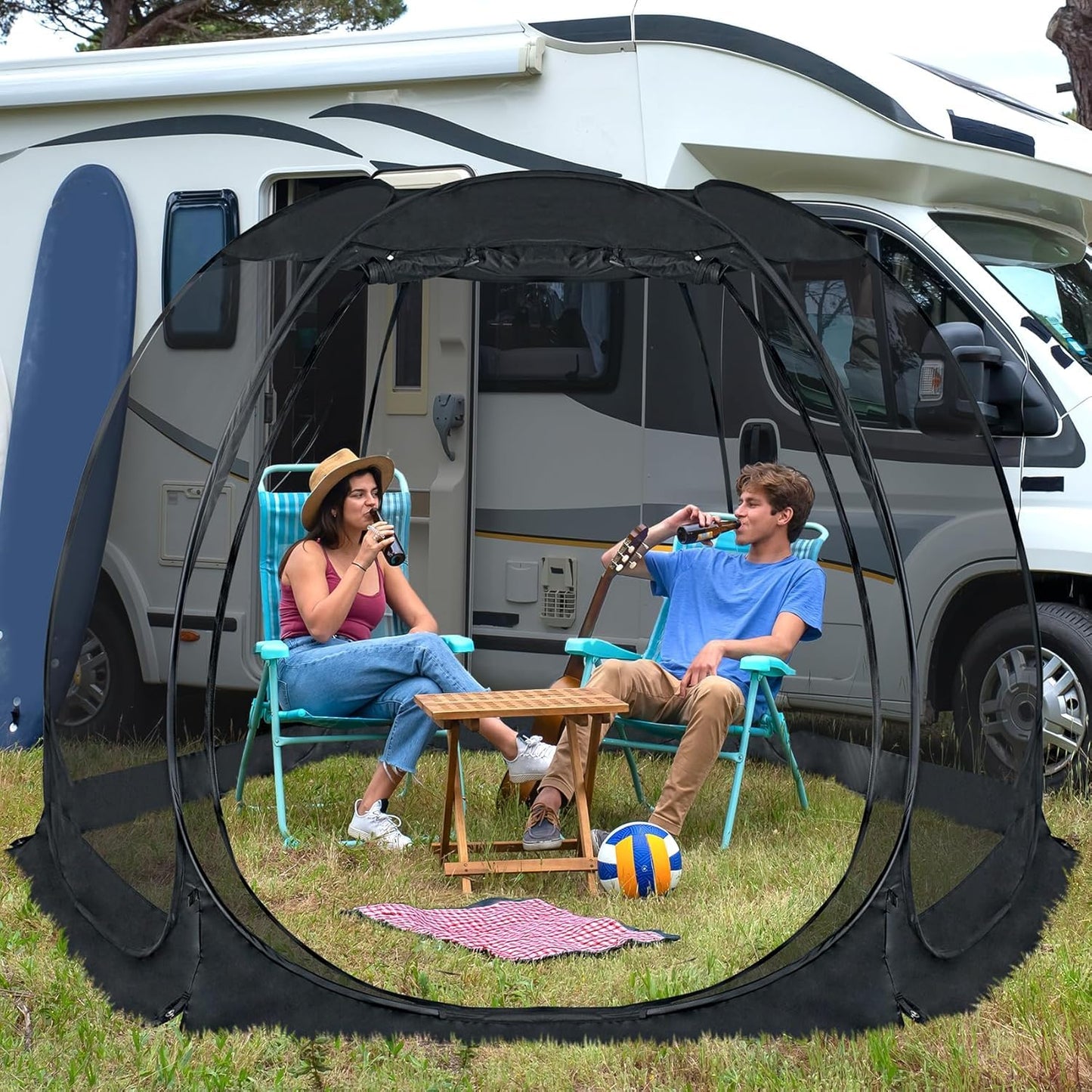 Alvantor Pop Up Screen House Tent, Instant Outdoor Gazebo with Mosquito Netting & UPF 50+ Sun Protection, Portable Canopy Shelter for Patio, Backyard, Camping (2-10 Person)