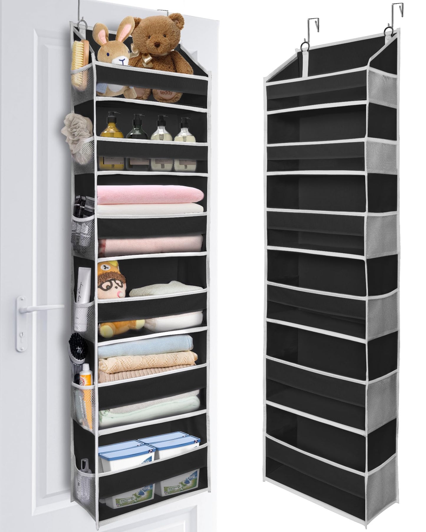 ULG Over The Door Organizer with 6 Large Pockets 12 Side Pockets, 50lbs Weight Capacity Door Hanging Organizer for Bedroom, Bathroom, Pantry, Nursery Storage, Beige