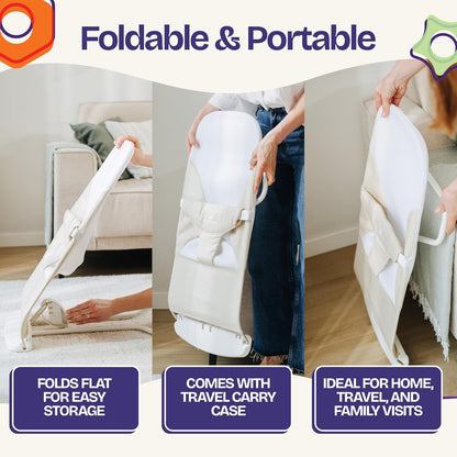 ComfyBumpy Ergonomische Babywippe – Inklusive Reise-Tragetasche – Sichere, tragbare Wippe mit verstellbarer Höhe – Babywippe, perfekt für Neugeborene (Grau)