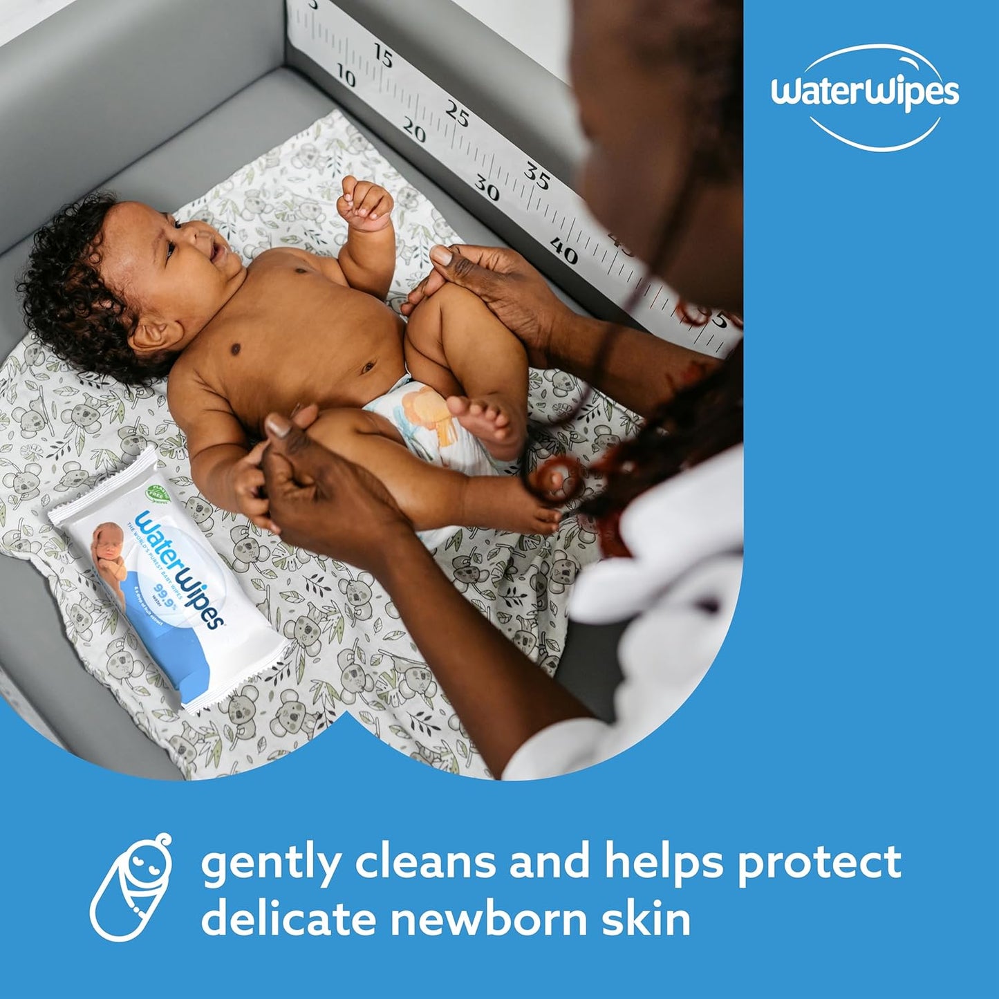 WaterWipes Sensitive+ Baby-Feuchttücher für Neugeborene und Babys, 3-in-1 reinigt, pflegt, schützt, 99,9 % Wasser, unparfümiert & hypoallergen, 720 Stück (12 Packungen)