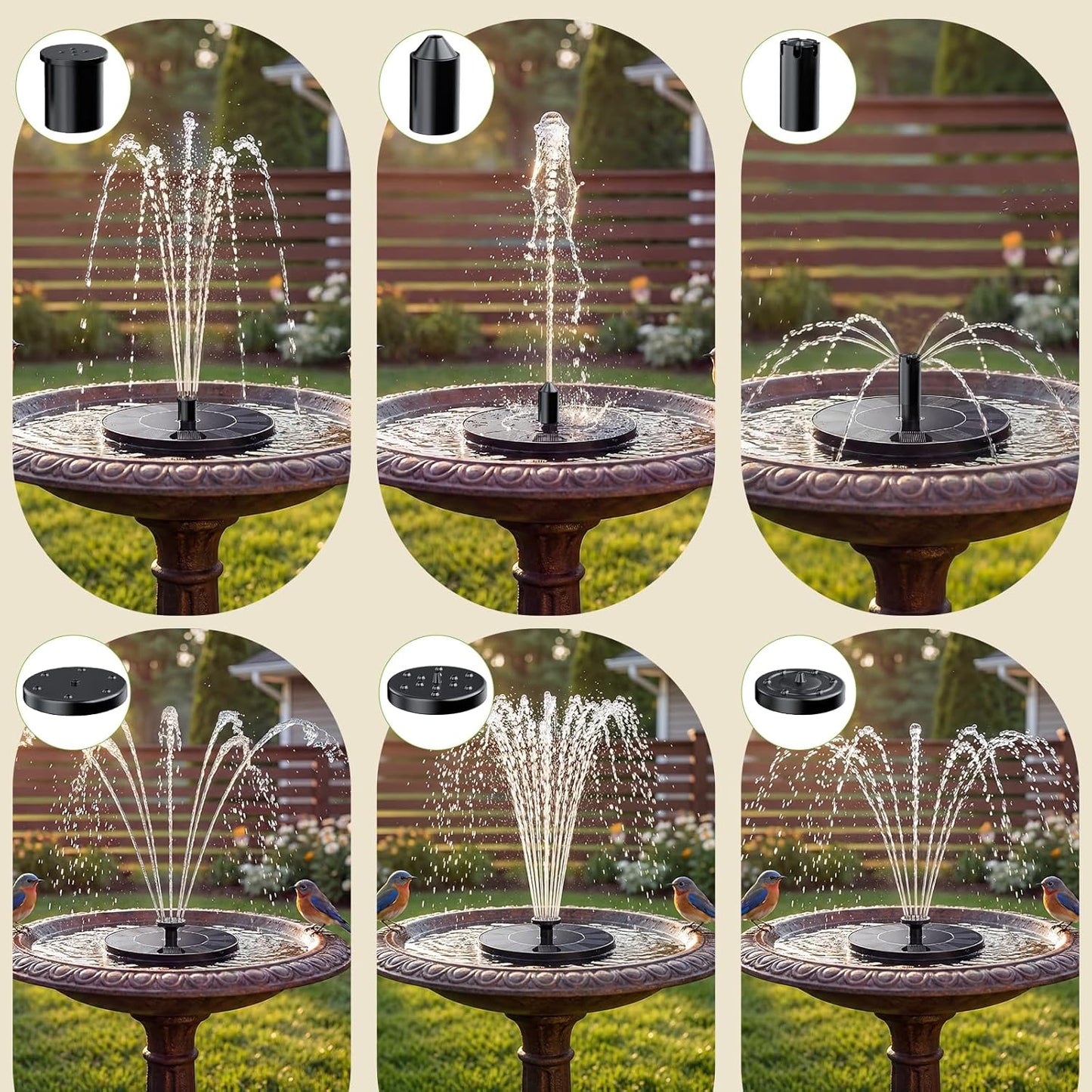 AISITIN Solar Fountain Pump with 6 Nozzles, 2026 Solar Bird Bath Fountains, Upgraded Floating Solar Water Fountain for Garden, Pond, Pool & Outdoor
