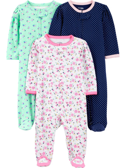 PreemieMint Green Floral/Navy Dots/White Flowers
