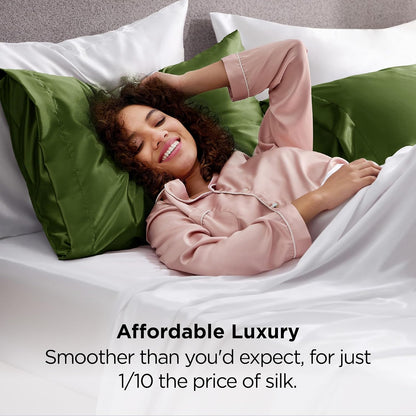 Bedsure Satin-Kissenbezug, Queen-Size, 2er-Pack, Seidenkissenbezügen ähnlich, seidige Kissenhüllen mit Hotelverschluss, Raumdeko, Valentinsgeschenke für Frauen und Männer, Grau, 50x75 cm